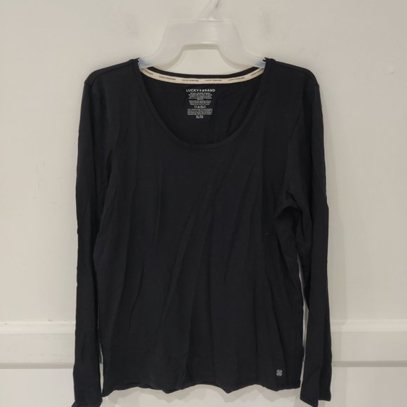NWoT Lucky Brand Women Long Sleeve Lounge Crew Neck Top Black Size L $50 2D211 - Picture 1 of 2